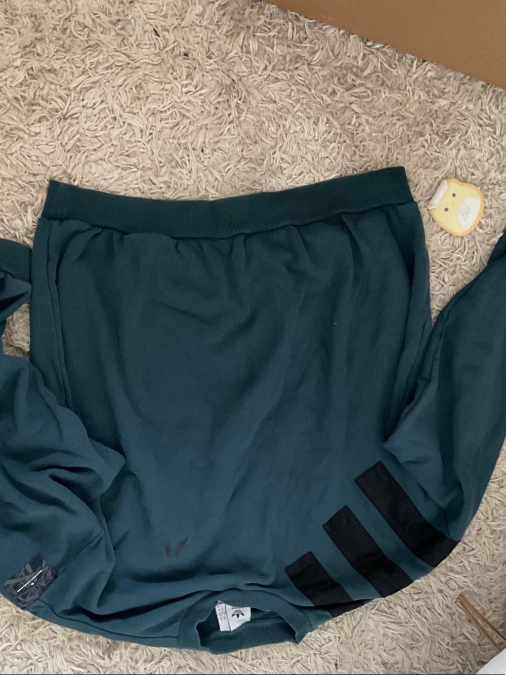 adidas Men's Teal Green Crewneck Sweater with Black Stripes